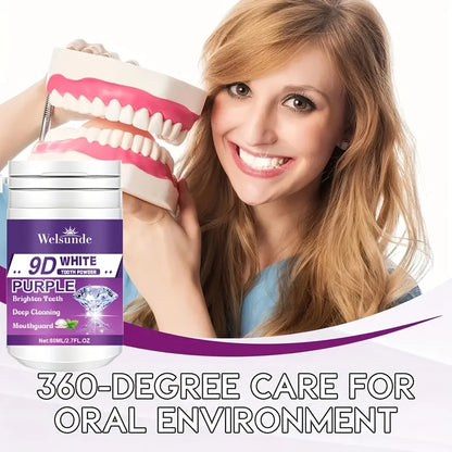 Polvo Dental Morado 9D con Bicarbonato de Sodio para Pulir y Limpiar los Dientes