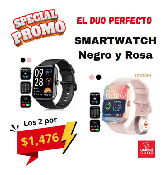 PROMO 2 Smartwatch Negro y Rosa