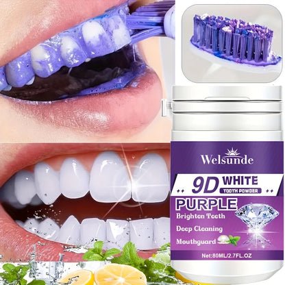 Polvo Dental Morado 9D con Bicarbonato de Sodio para Pulir y Limpiar los Dientes