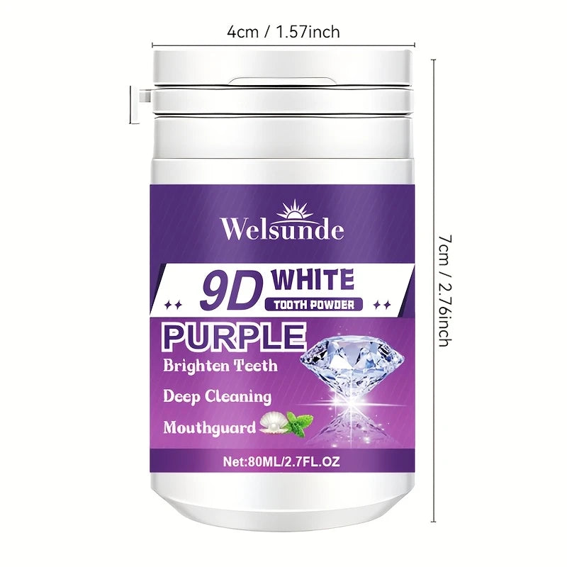 Polvo Dental Morado 9D con Bicarbonato de Sodio para Pulir y Limpiar los Dientes